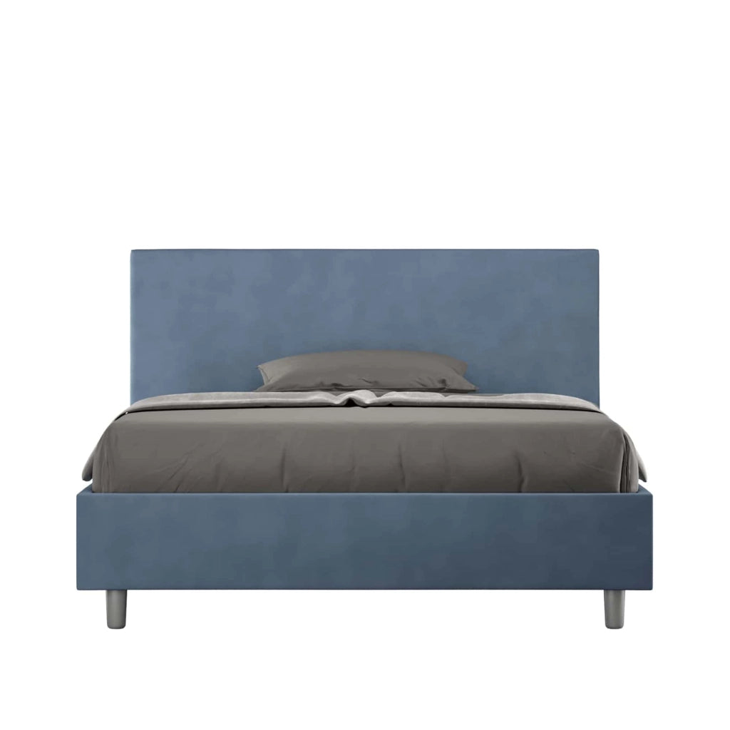BS COM Letto una piazza e mezza contenitore imbottito 130x210 microfibra blu