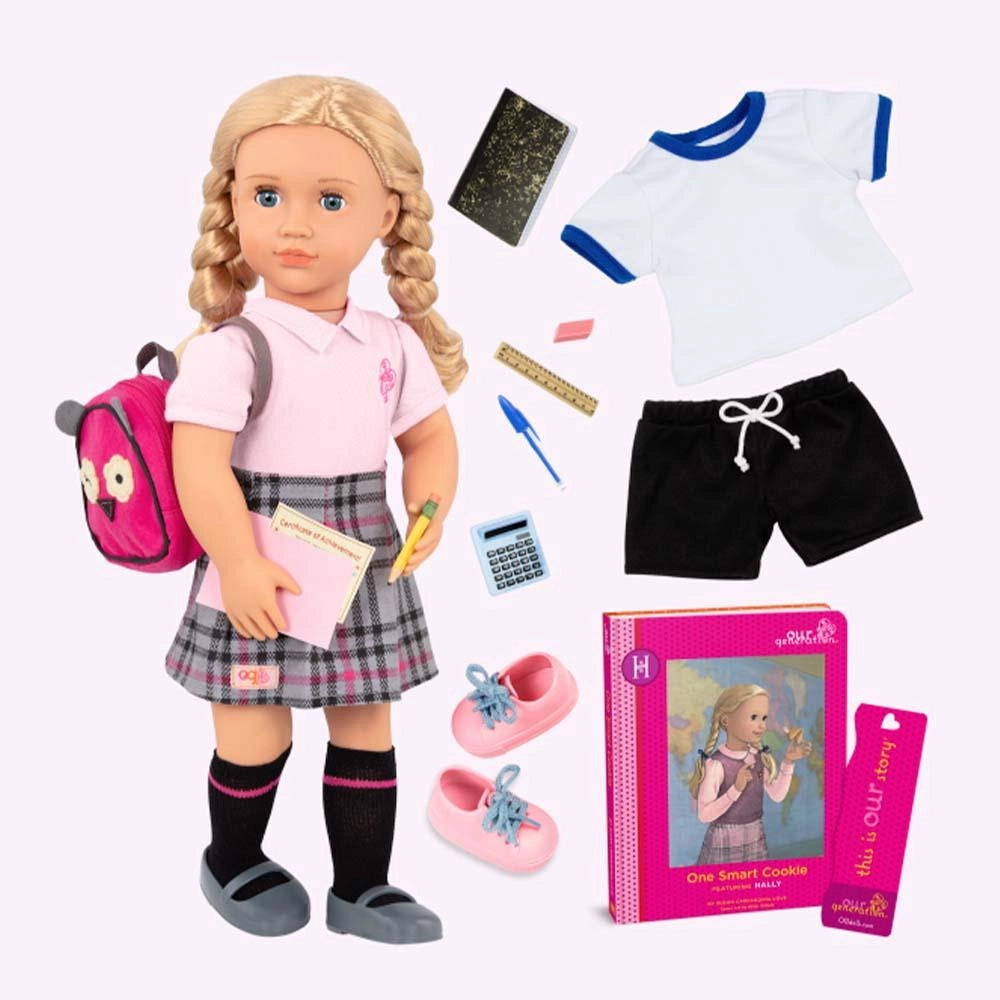 Og Dolls - Deluxe School Girl Doll with Book - Hally