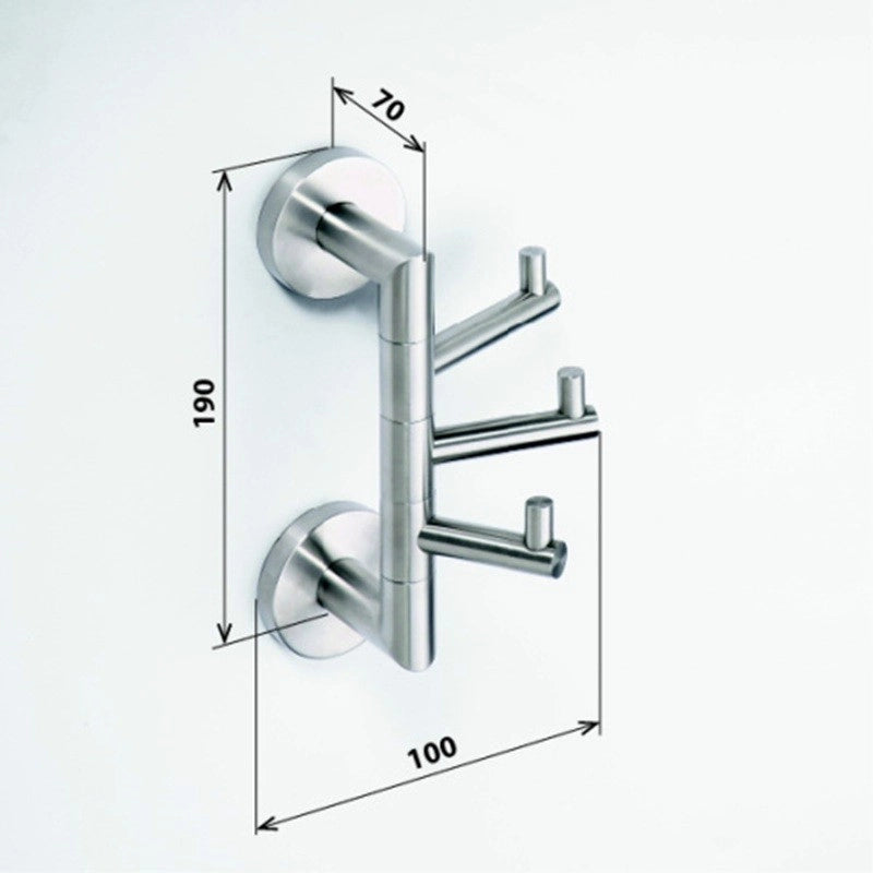 NEO Gancio Cappotto Triplo Rotante in Acciaio Inox 7x19x10cm