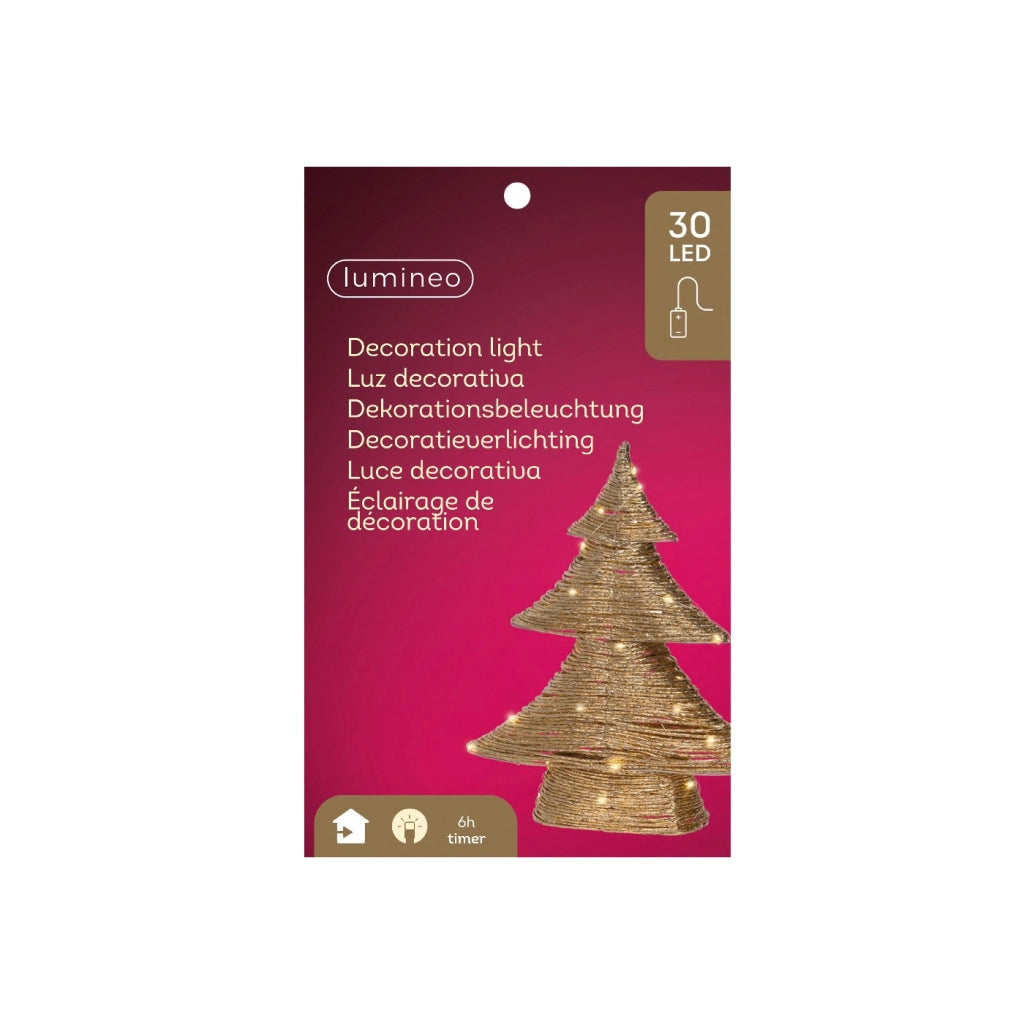 Albero carta oro c/LED 10x34x40H