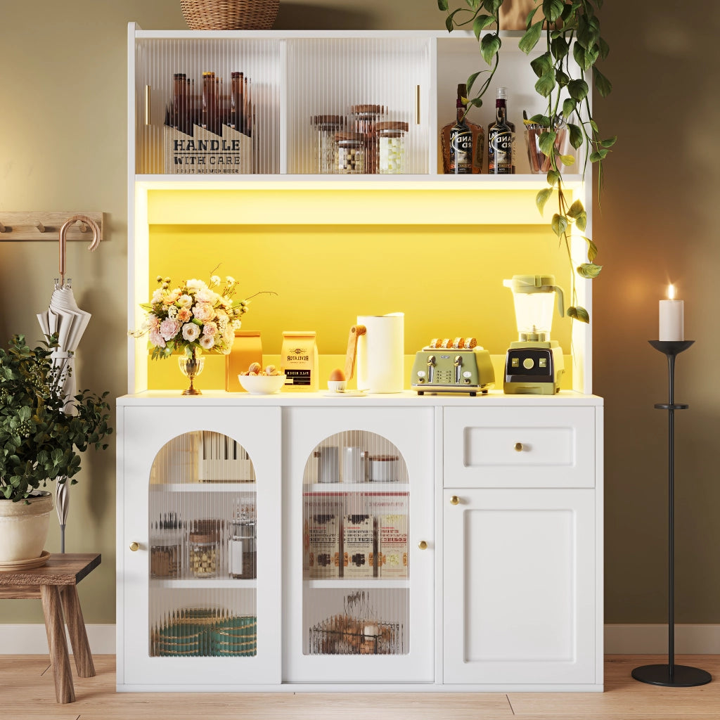 Mobile Buffet con LED e Ripiani Regolabili ¨C MINIMAL ¨C Bianco