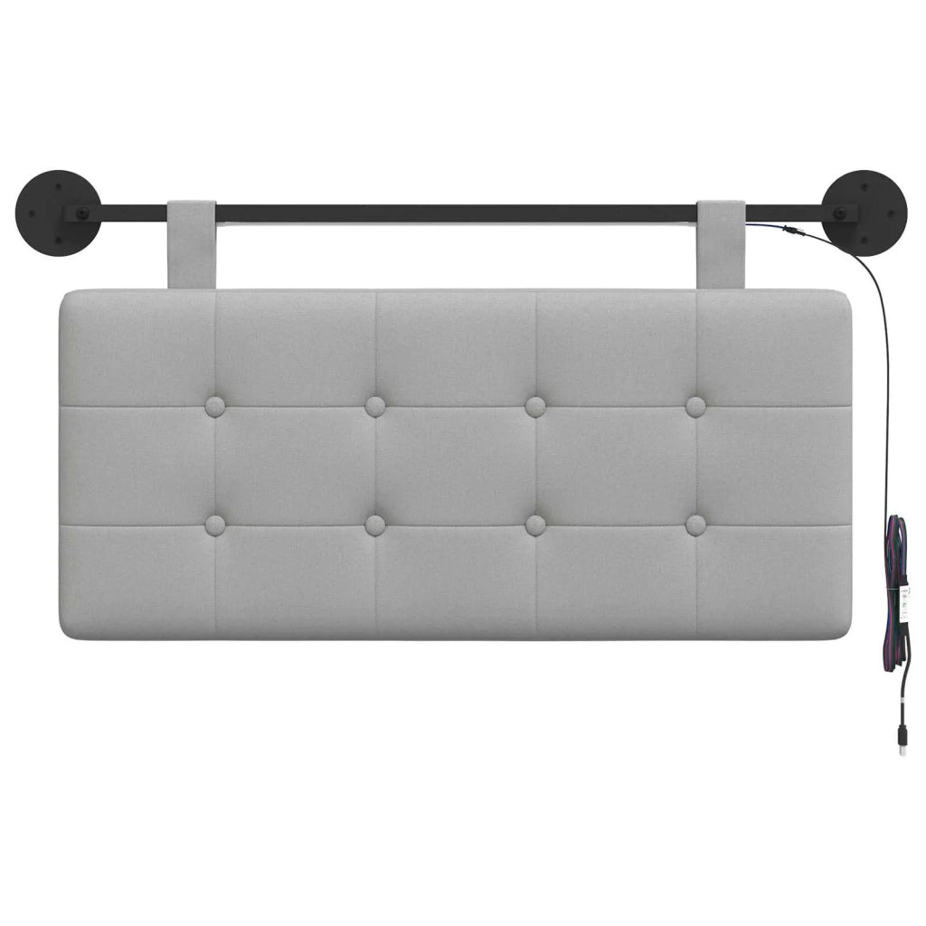 Testiera sospesa Con luce LED Grigio Nuvola Tessuto 3424344