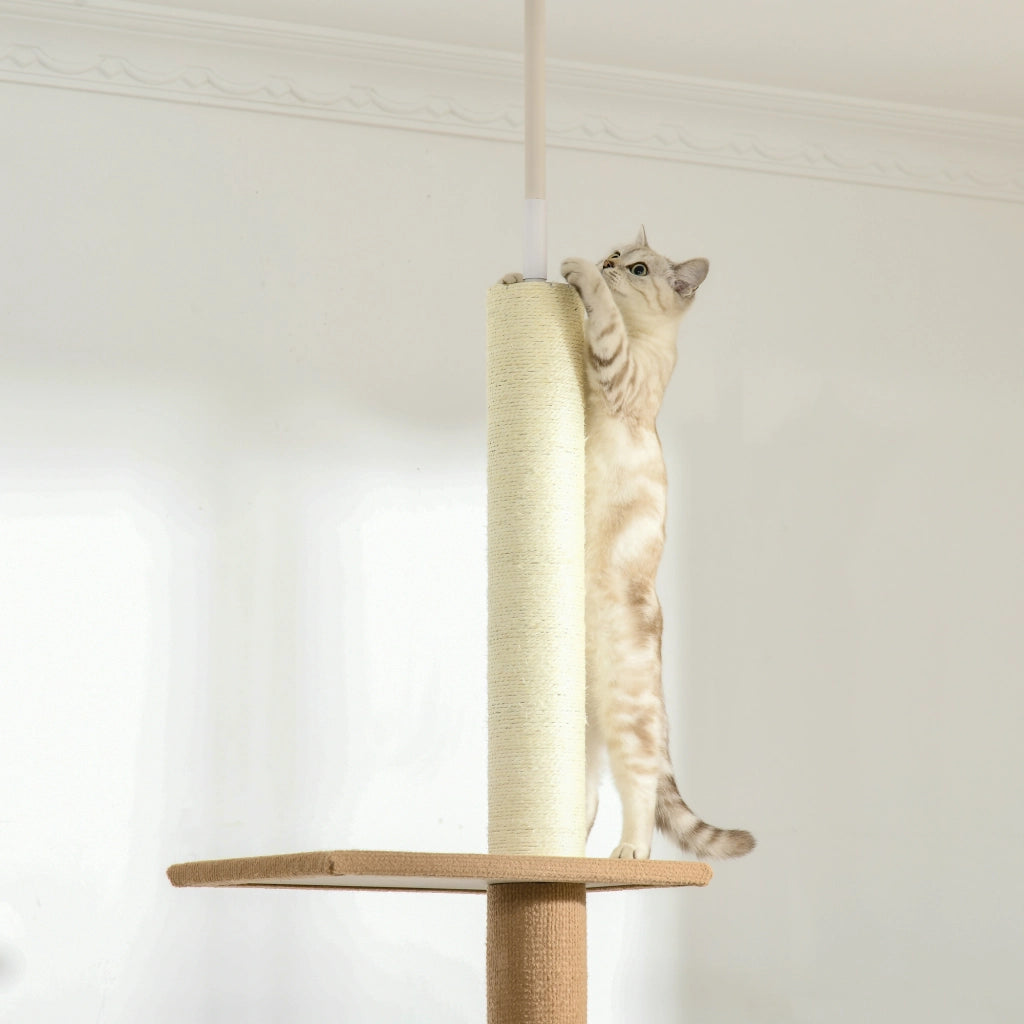 ALBERO RICREATIVO PER GATTI Regolabile Khaki con 4 piattaforme