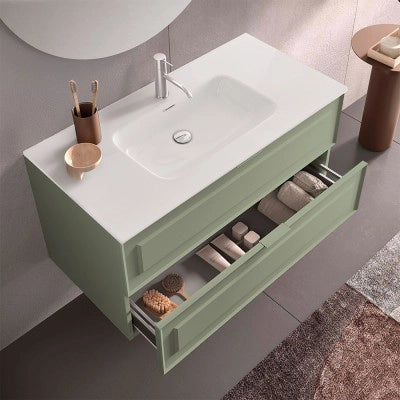 Mobile bagno sospeso 100 cm salvia opaco con lavabo e specchio Matisse