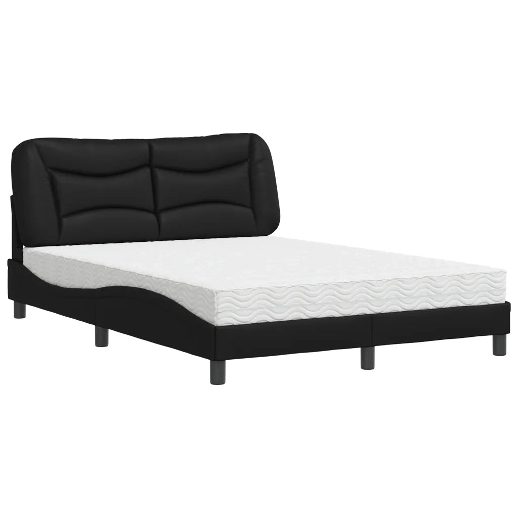 Letto con Materasso Hvar Nero 140x200 cm in Similpelle