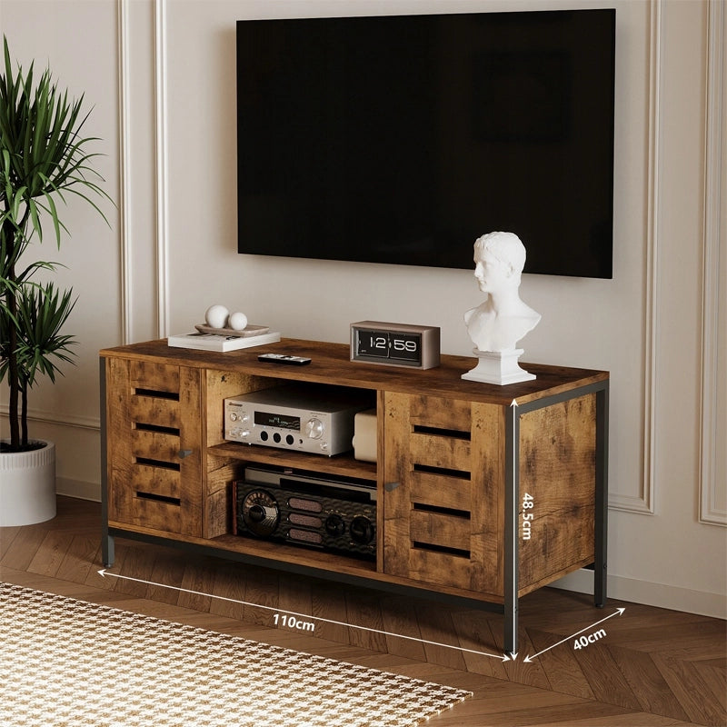 MOBILE TV CON 2 ANTE STILE VINTAGE LOFT, MARRONE RUSTICO, 110 CM