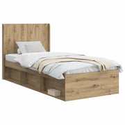 Letto singolo | Letto per adulti | Struttura del letto con stoccaggio e testata Rovere Artigianale
