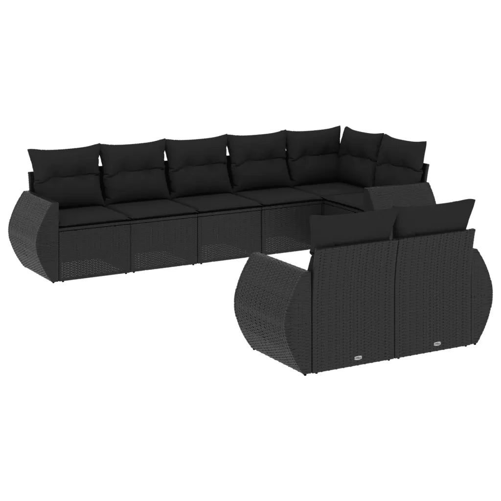 Set Divani da Giardino con Cuscini 8 pz Nero in Polyrattan 3221614