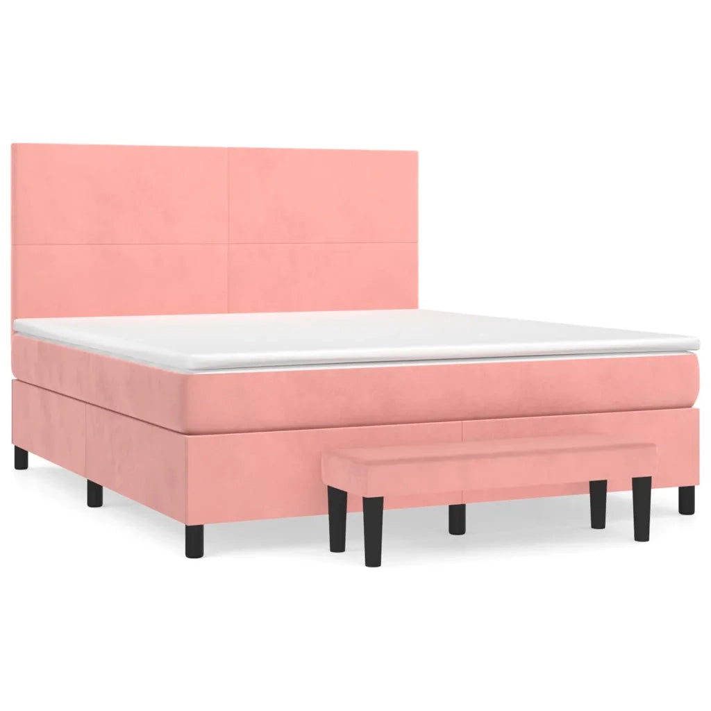 Giroletto a Molle con Materasso Rosa 160x200 cm in Velluto 3137736