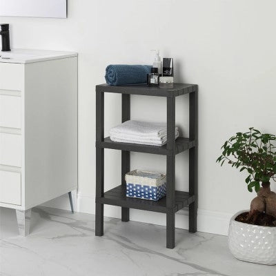 Scaffale bagno 3 ripiani bianco effetto legno in kit montaggio Buzz