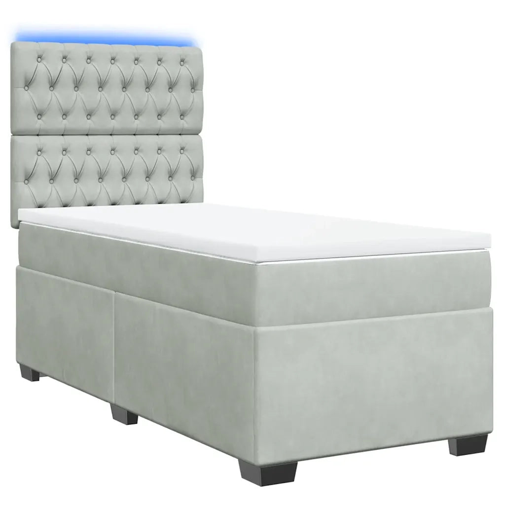 Giroletto a Molle con Materasso Grigio Chiaro 80x200 cm Velluto