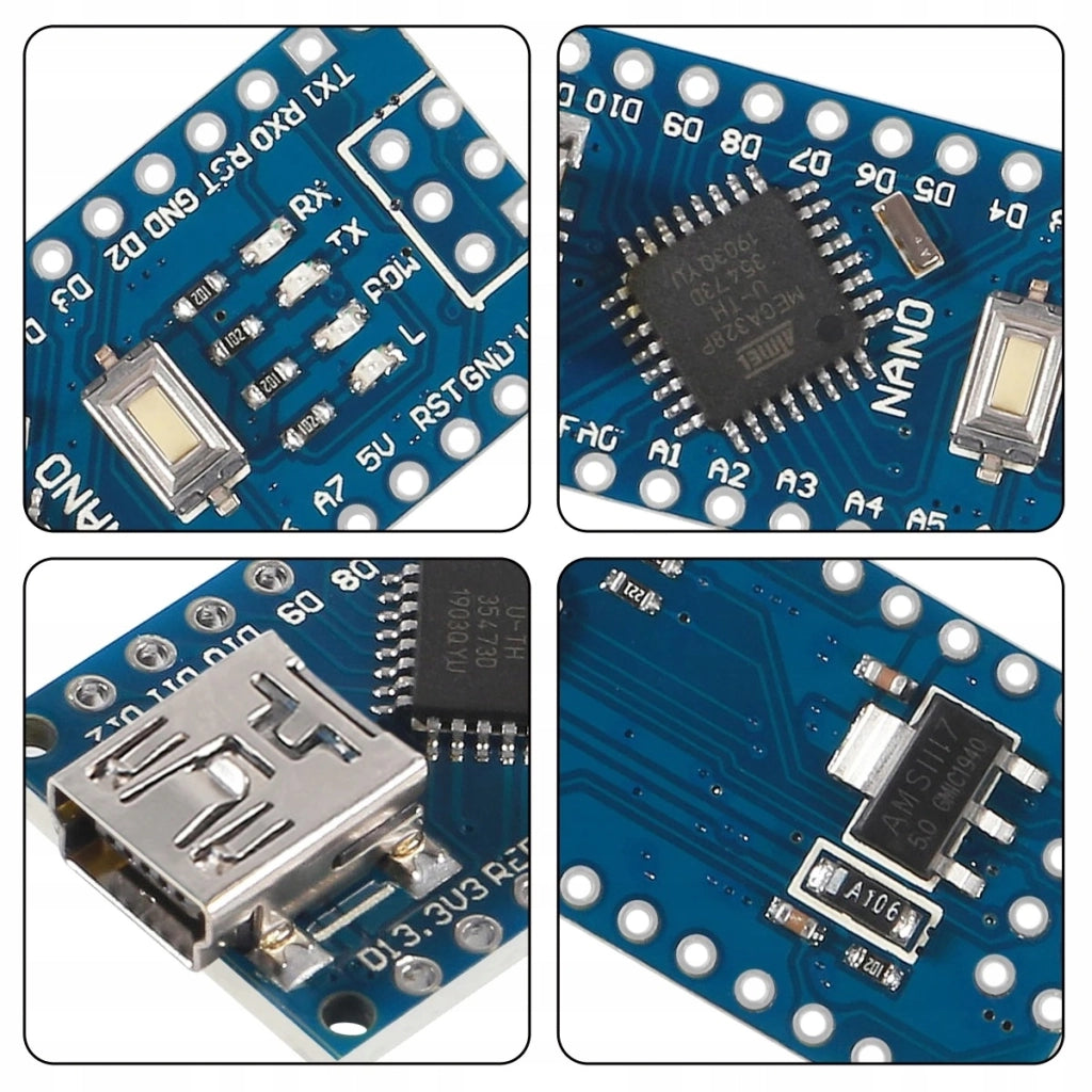 Modulo Nano 3.0 ATmega328 CH340 – Compatibile con Arduino | 5V, 32kB Flash, 16MHz | Progetti DIY e Programmazione Facile