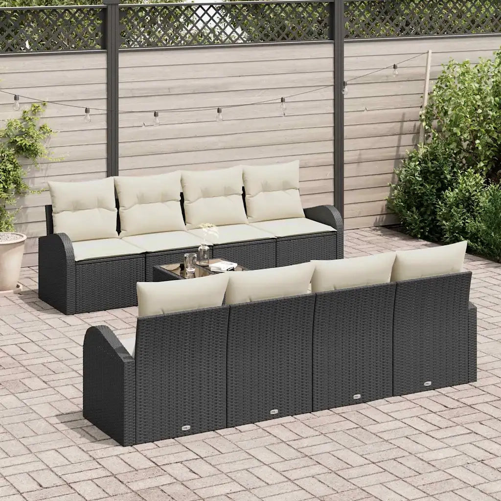 Set Divano da Giardino Nero 55 x 55 x 37 cm polyrattan 3345967