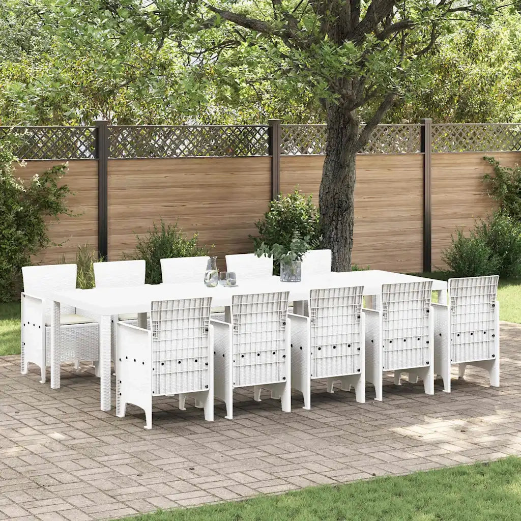 Set da Pranzo per Giardino con cuscino 11 pcs Bianco 3378766
