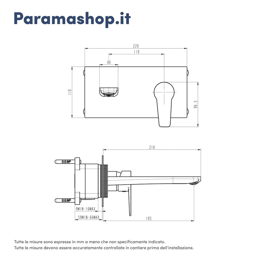 Miscelatore lavabo ad incasso nero opaco | Jane