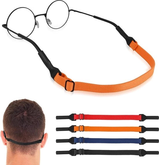 Verstelbare brillenbanden - 4 pezzi - cinturino occhiali da sole - supporto occhiali sportivi - supporto occhiali universale - nero 32cm - per uomini donne e bambini.