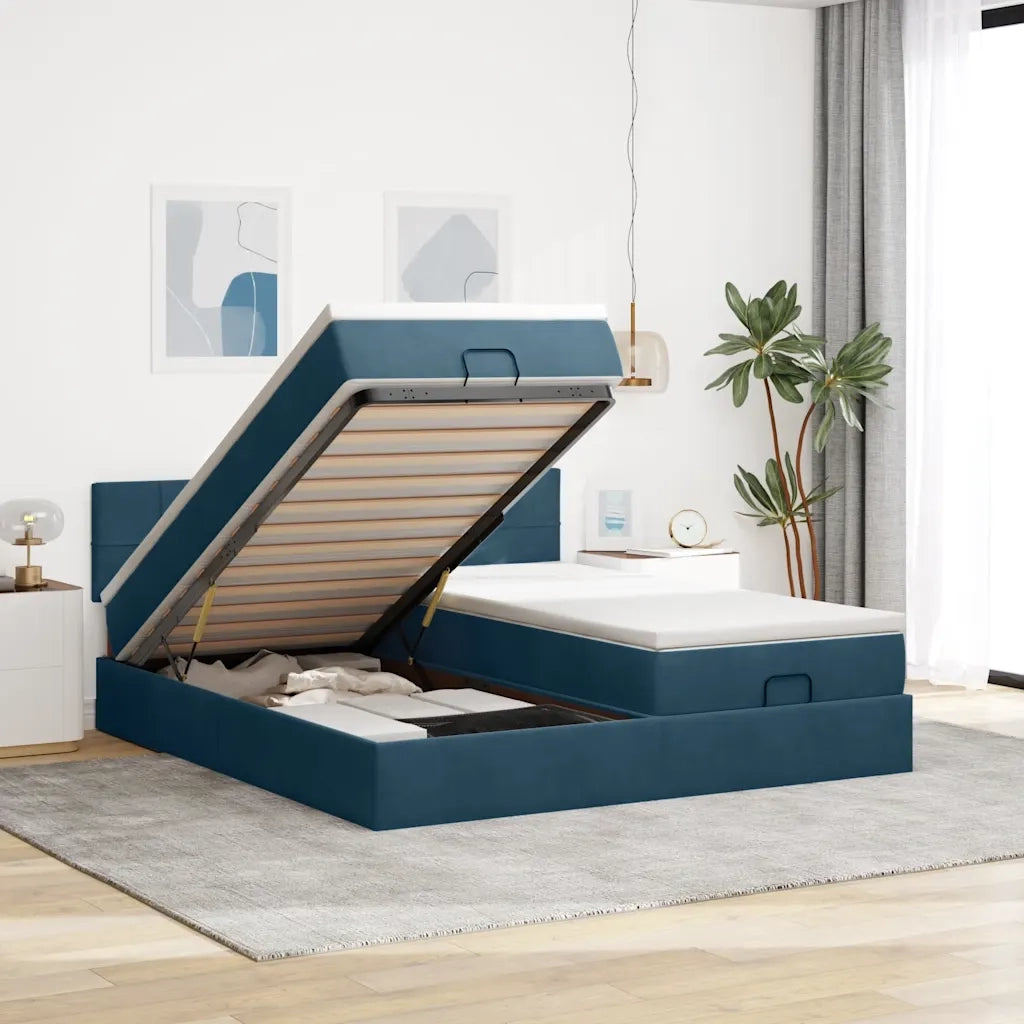 Struttura Letto Pouf con Materassi 180x200 cm Velluto 3312078
