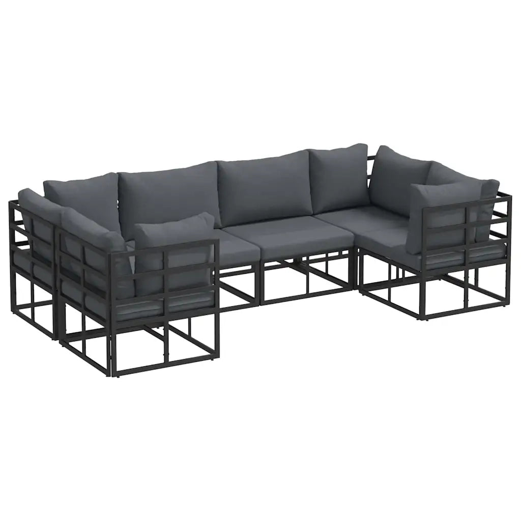 Set Divano da Giardino con cuscino 6 pcs Nero Alluminio 3378944