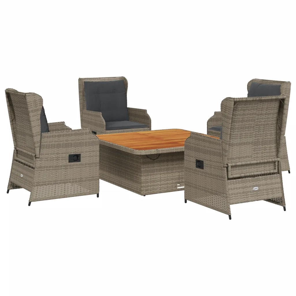vidaXL Set Divani da Giardino 5 pz con Cuscini in Polyrattan Grigio