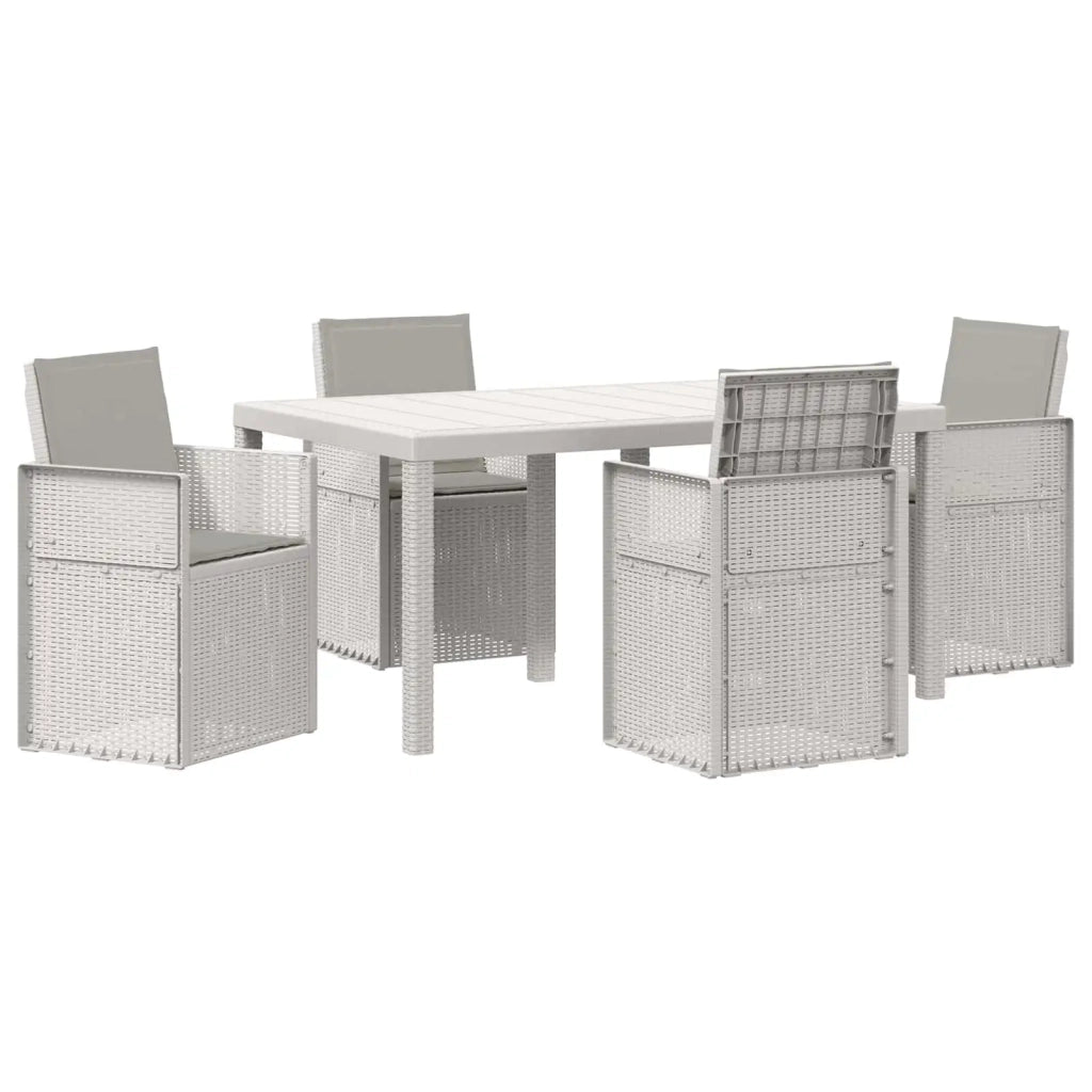Set da Pranzo per Giardino 5 pcs Bianco e Grigio Chiaro PP
