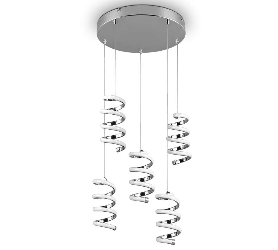 Lampada a sospensione LED 5 luci, metallo, cromo, 45x150x45 cm, Laola