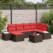 Set Divano da Giardino 6 pz Marrone e Rosso polyrattan 3355813