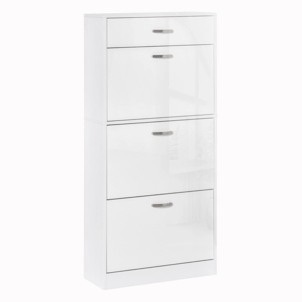 Scarpiera con 3 ante e cassetto scorrevole ¨C zephmum ¨C Bianco 62x24x135 cm