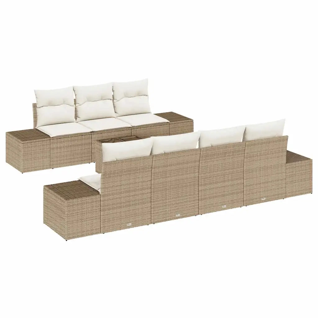 Set Divano da Giardino con cuscino 8 pcs Beige polyrattan 3346971