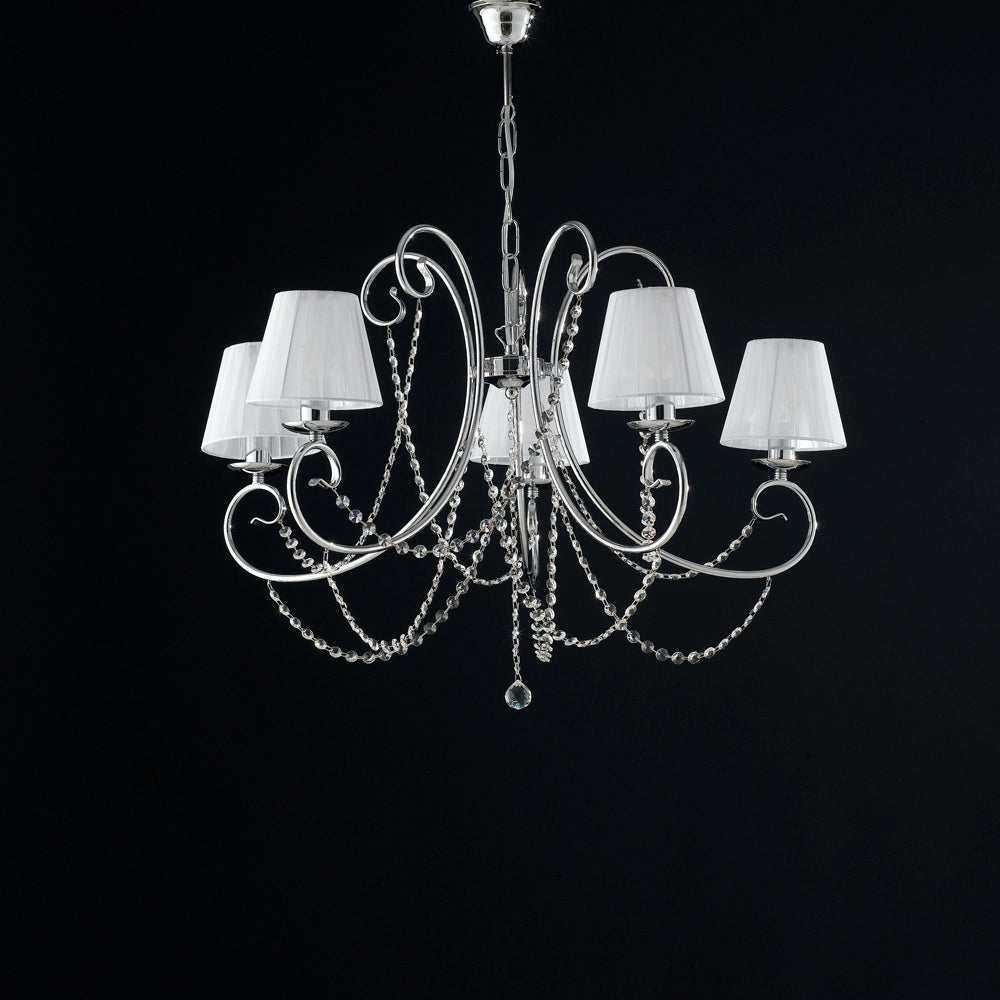 Lampadario in ferro cromato 5 luci 55x72