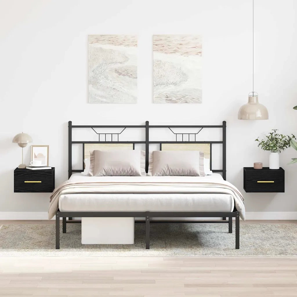 Set di 2 Comodini | Armadio da Notte | Mobiletto da notte Rovere Nero 35 x 35 x 20 cm