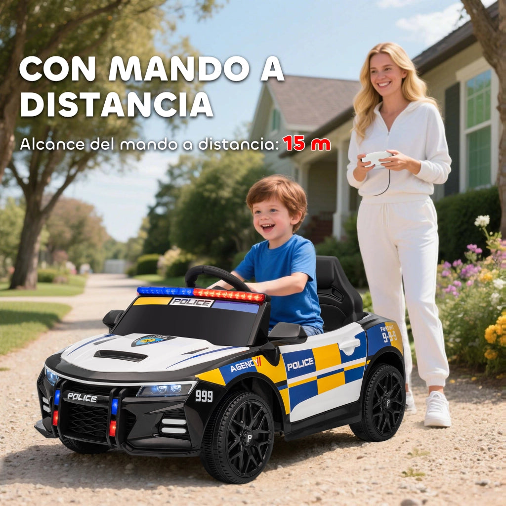 Auto Polizia Bambini Elettrica con Telecomando ¨C Minimal ¨C 96x60x45cm Multicolore