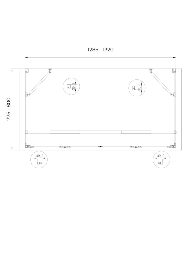 Box doccia a 3 lati con ingresso libero apertura centrale totale a libro pieghevole e due pareti laterali 77,5-80 Fisse + Porta 128,5-132