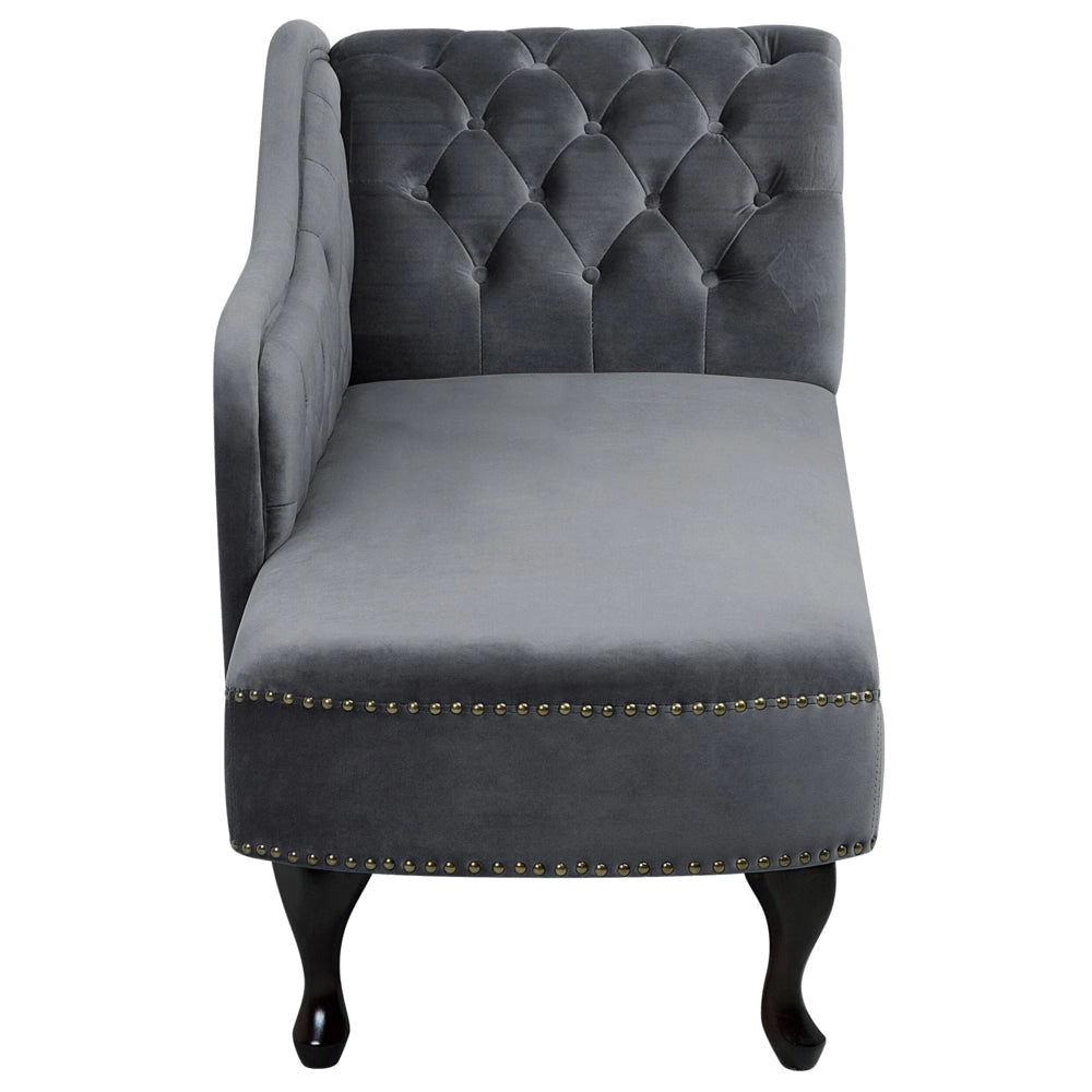 Chaise longue Grey versione destra Velluto abbottonato testa chiodata
