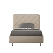 BS COM Letto una piazza e mezza con rete imbottito 120x210 similpelle tortora