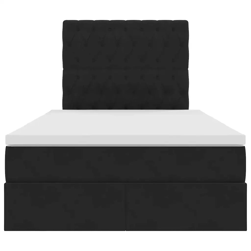 Letto con contenitore e materasso Nero 120 x 200 cm Velluto