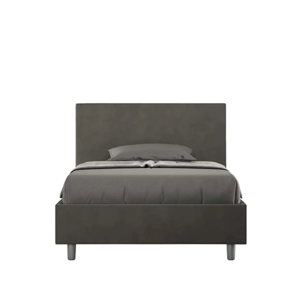 Letto una piazza e mezza senza rete imbottito 120x190 microfibra grigio Adele