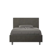 Letto una piazza e mezza senza rete imbottito 120x190 microfibra grigio Adele