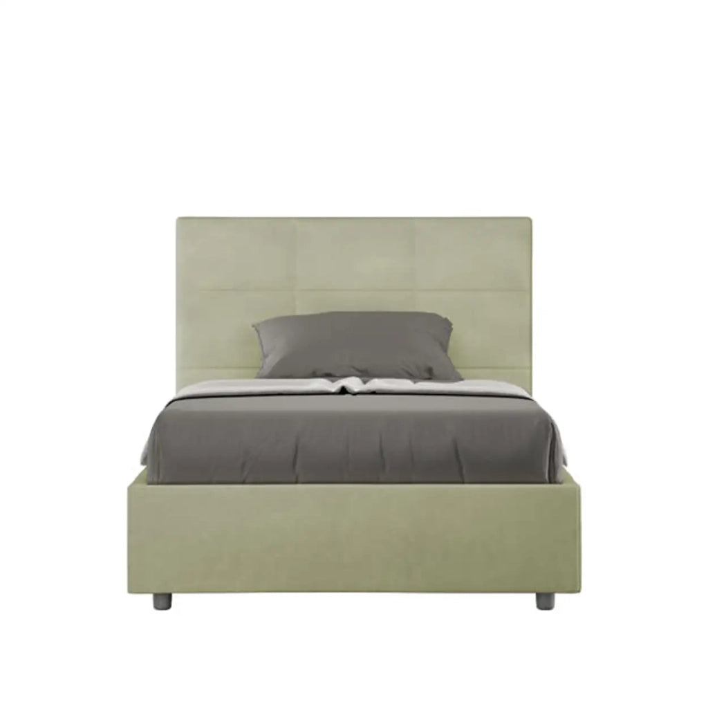 Letto una piazza e mezza senza rete imbottito 120x210 microfibra tè verde Mika