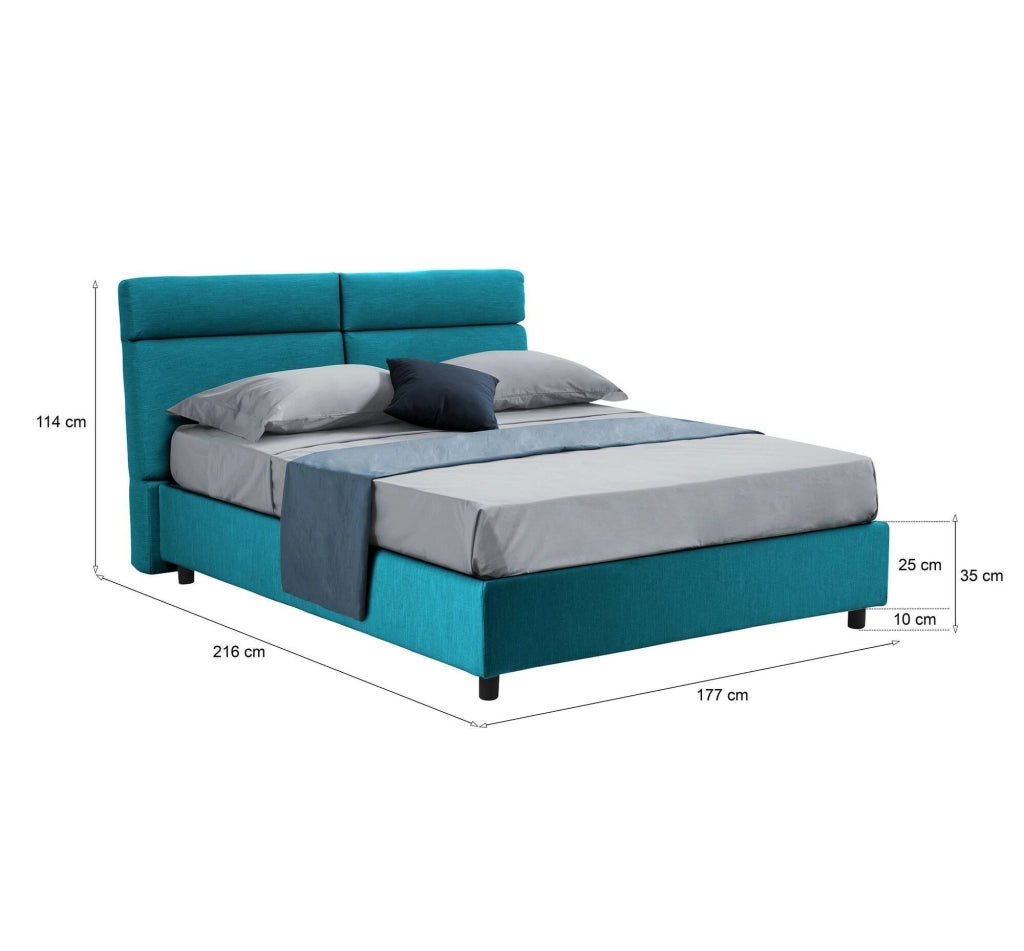 Letto Matrimoniale Alcatron, Letto Matrimoniale Sfoderabile Made in Italy, Azzurro