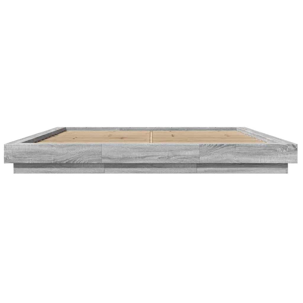 Letto matrimoniale | Letto per adulti | Giroletto Luci LED Grigio Sonoma 180x200 cm Legno Multistrato