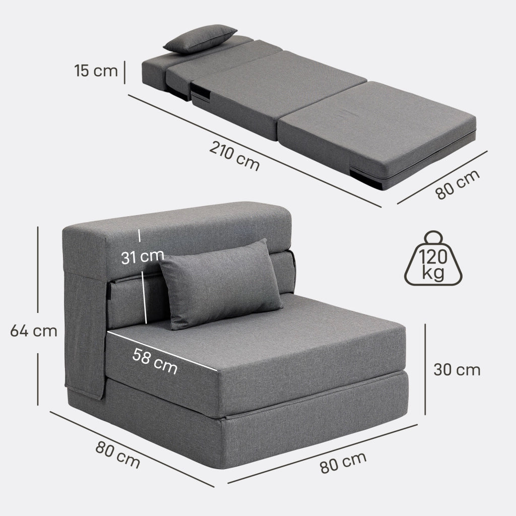 Poltrona letto pieghevole ¨C Minimal ¨C Grigio 120 kg