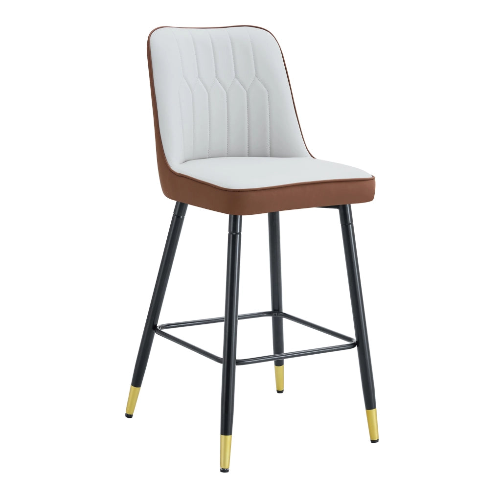 2er-Set sgabelli da bar - Zephmum- 100 cm- grigio chiaro/marrone- struttura in metallo nero