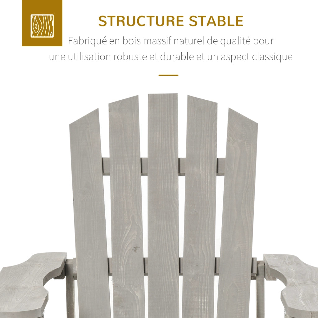 Poltrona Adirondack da Giardino ¨C Xylo ¨C Legno Massello Abete Grigio Effetto Invecchiato 78x89x88cm