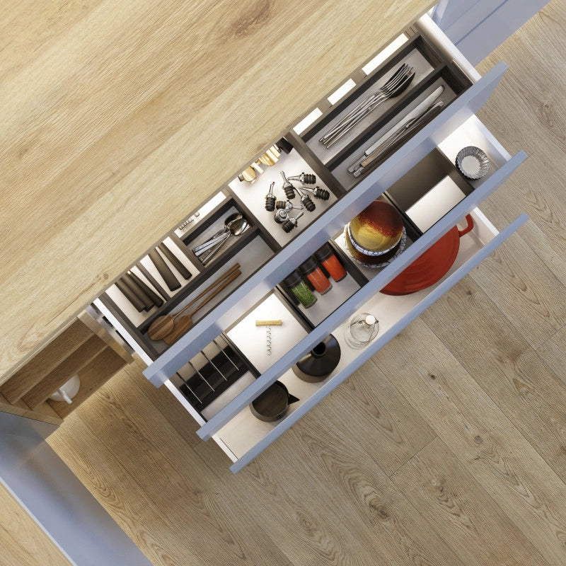 Cassetto esterno Protone 30kg, guide di estrazione totale con una chiusura soft, altezza 93mm, profondità 350mm, Acciaio