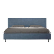 BS COM Letto con rete imbottito 180x190 microfibra blu