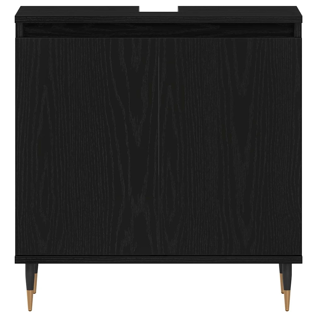 Set di mobili per il bagno 3 pcs Rovere Nero 30 x 30 x 190 cm 3333098