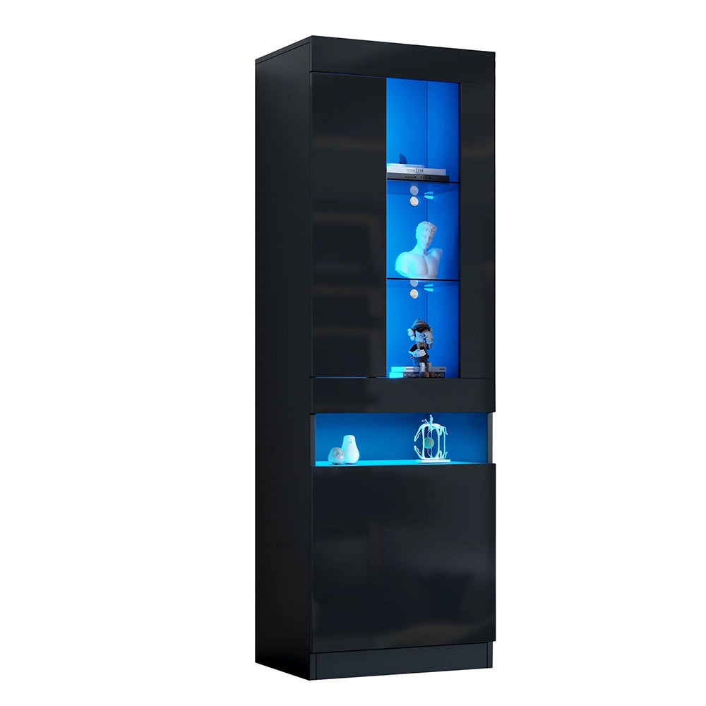 Vetrina con illuminazione LED - Xylo - vetrina con ante in acrilico, armadio per soggiorno, mobile a muro