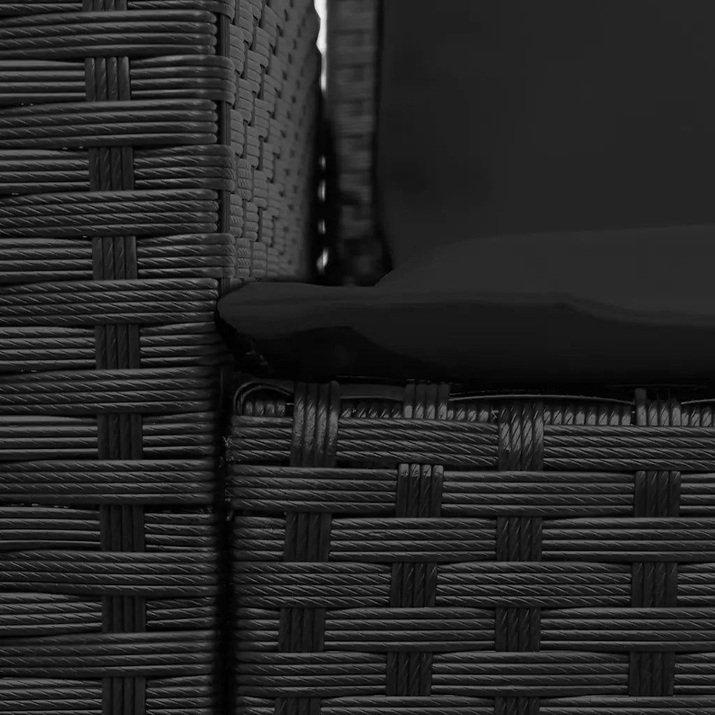 Set Divani da Giardino 4 pz con Cuscini Forma L Polyrattan Nero 3365325