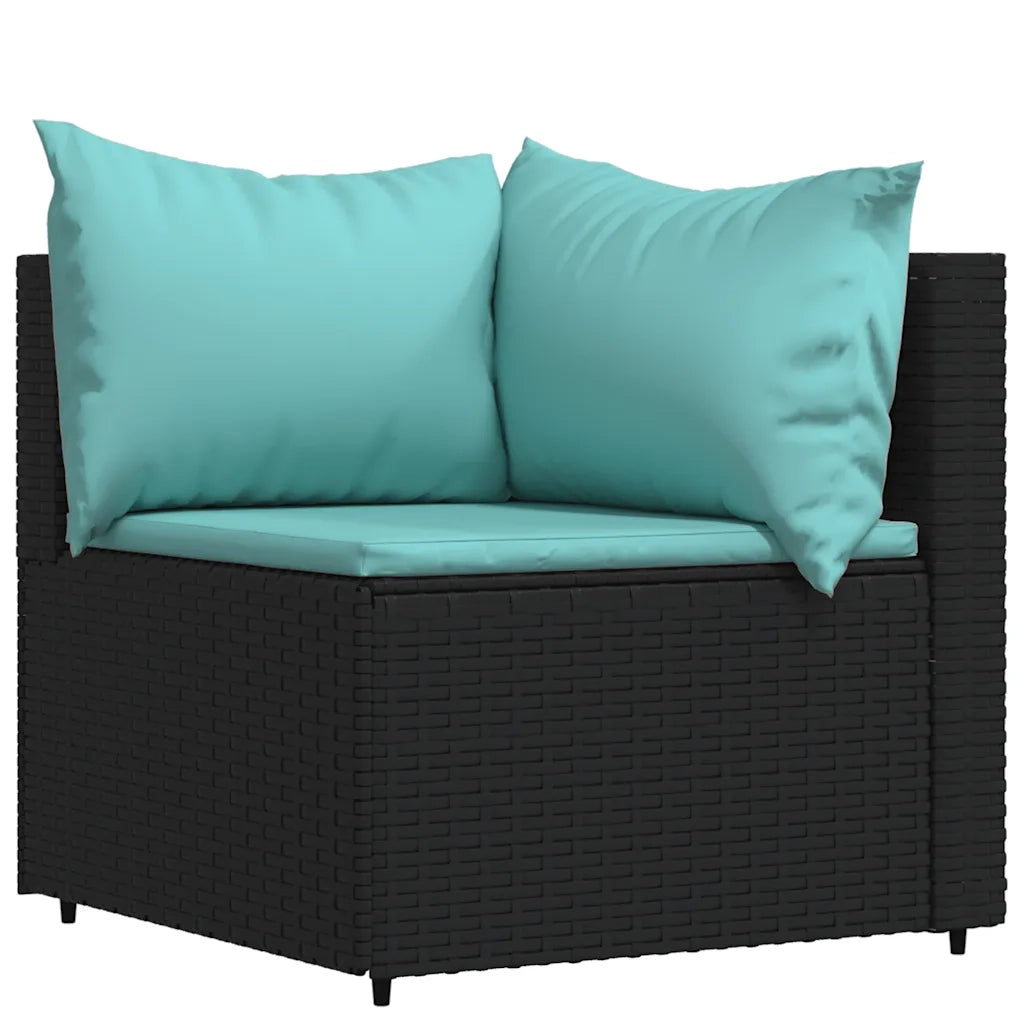 Set Divani da Giardino 4 pz con Cuscini Nero in Polyrattan 319797