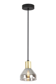 Lampada a sospensione Candellux Gregory nera vetro fumè E14
